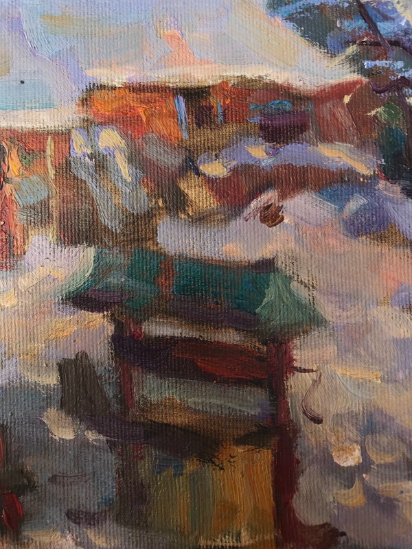 Oil painting good morning Ukrainian painter Canvas Unframed original landscape gallery