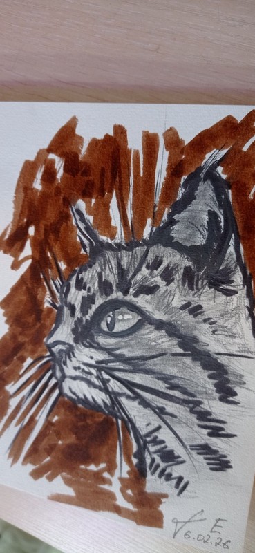 Original Drawing Cat Pencil Animals Drawing Graphics Art Sketch Illustration 8х6 gallery