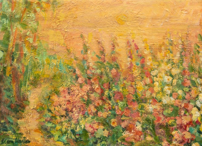 Vintage Impressionist Style Impasto Pastoral Landscape Painting Signed Illegibly