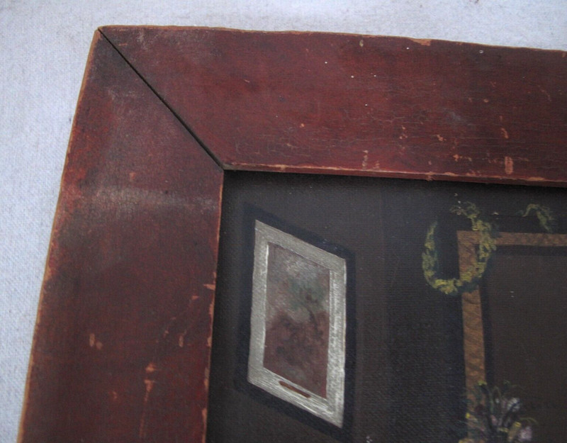 Antique Comic Painting Housekeeper Cleaning a Bedroom Oil on Canvas c. 1850 gallery