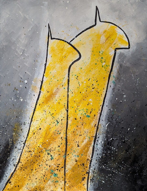 Cat Painting Collectible Original Abstract Modern Figures Art By Samantha McLean