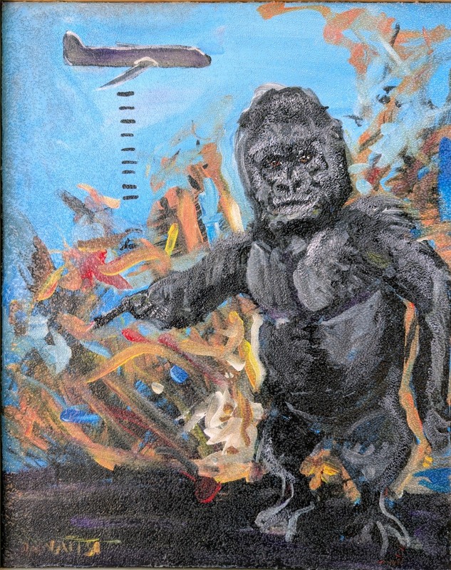 Gorilla Warfare Acrylic On stretched Canvas 16x20 Inches
