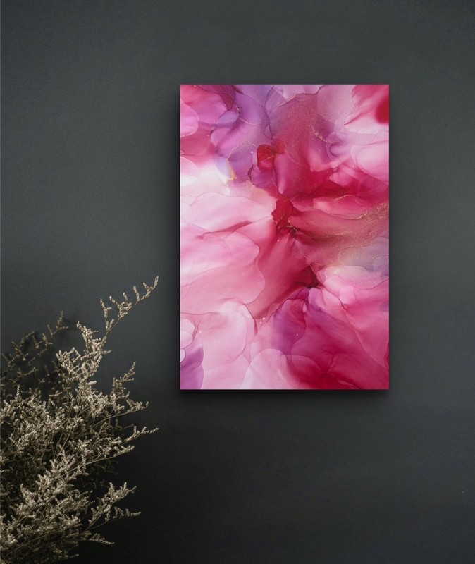 Alcohol Ink Art yuzuta 719 Japanese writer original Wooden frame No1111
