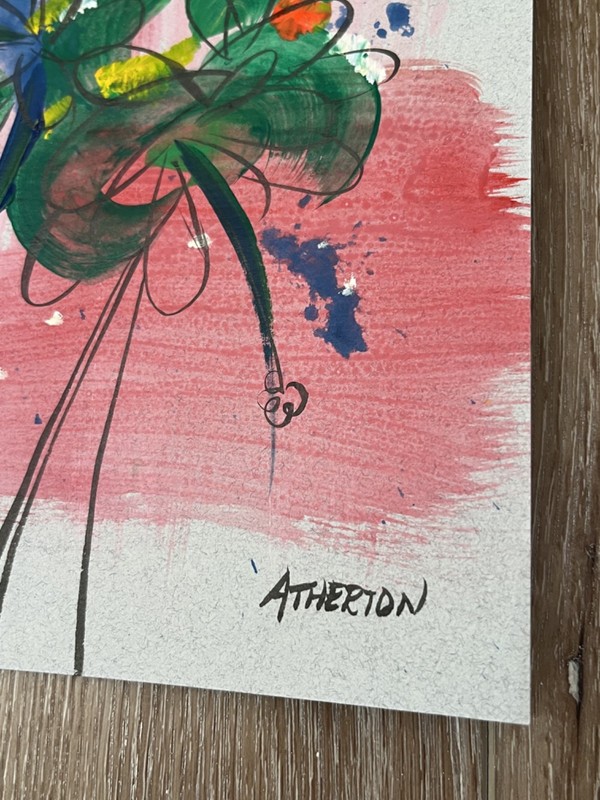 Atherton 9x12 Original Floral minimalist Painting "SPLASH FLOWERS 1" abstract gallery