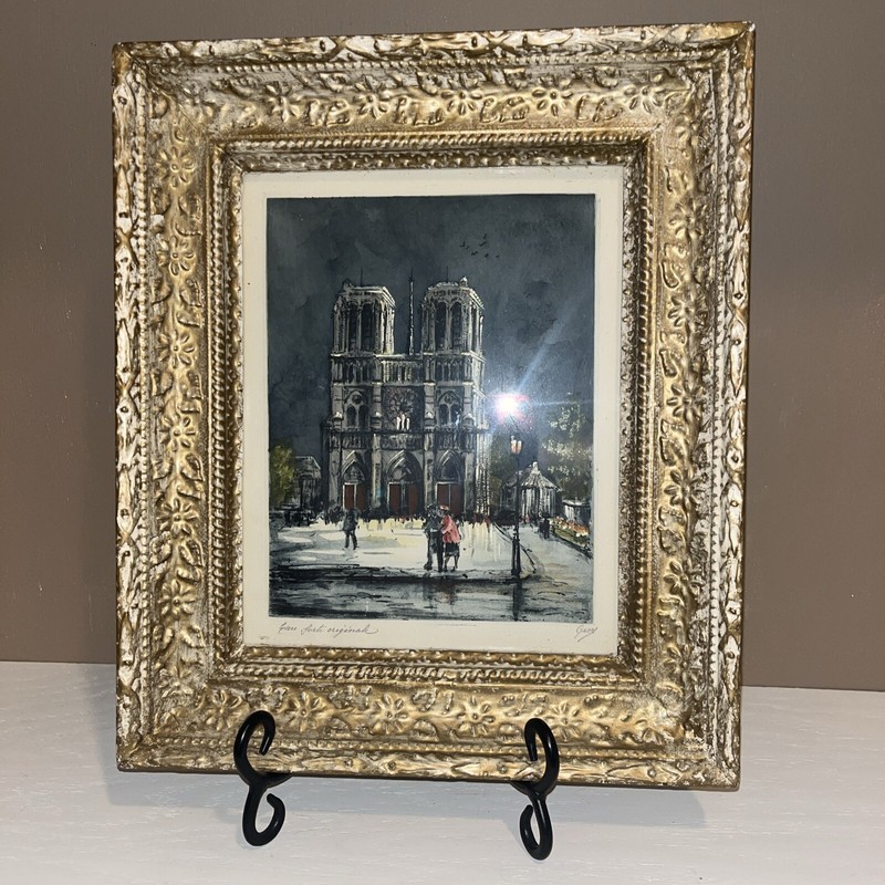 Notre Dame – Paris, France- Original Painting Signed Art Framed 11.5in by 13.5in