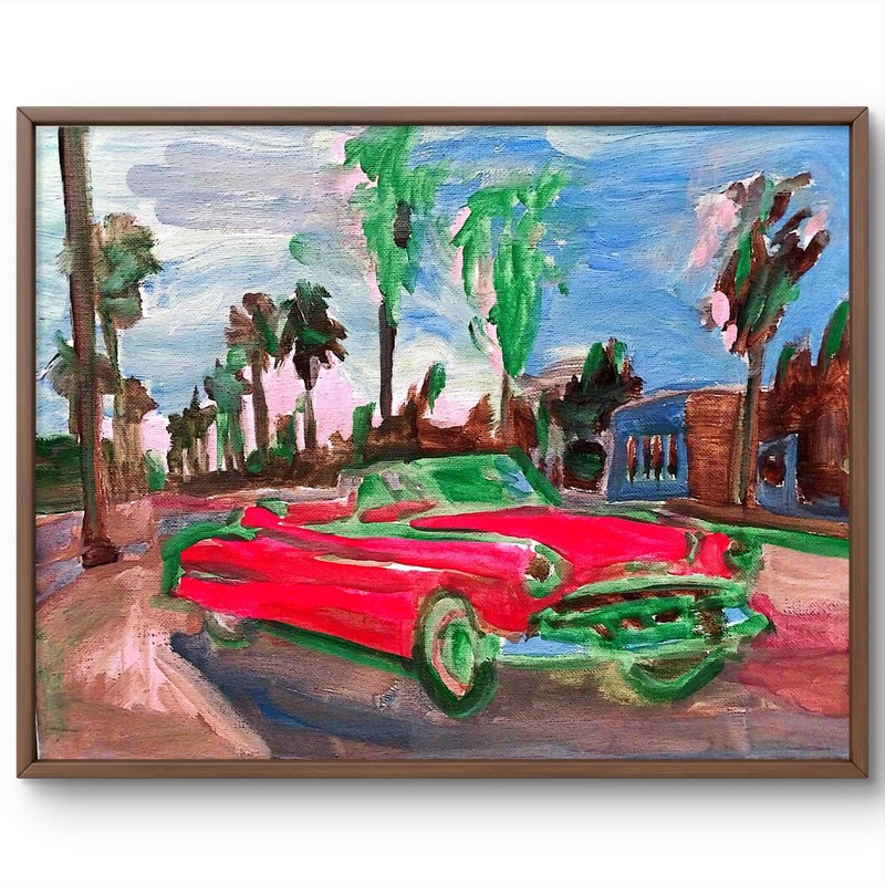 Camero Car Vivid Modern Original Signed Canvas Wall Art Acrylic 11×14 BACH