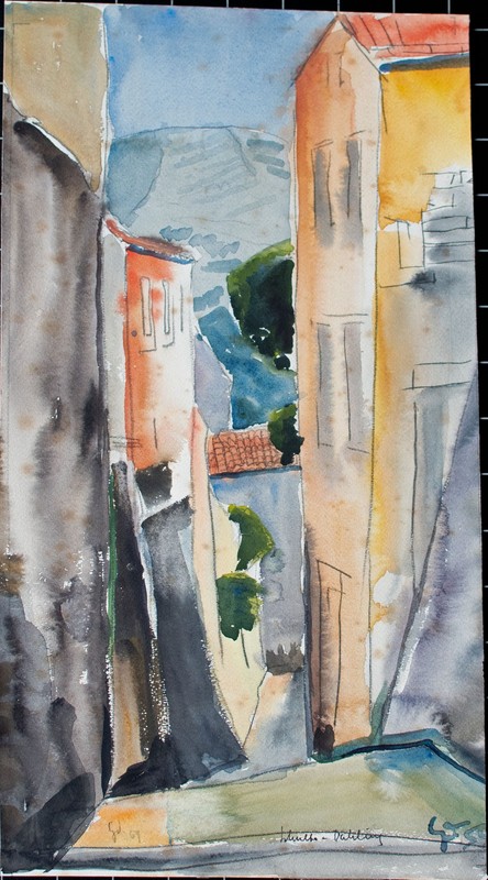 Gerhard Schulte-Dahling Island Rab in Croatia Watercolor 1959 Signed Dated gallery