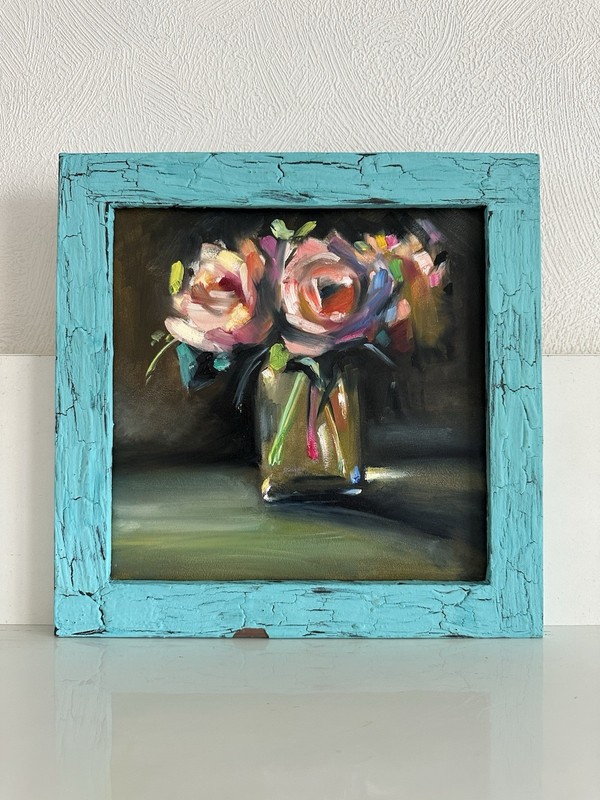 original oil painting, still life , Wall Art, Abstract Roses,20x20cm, Gift