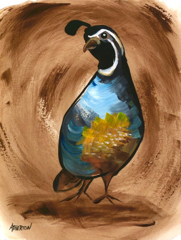 9x12 Original California Quail Painting Bird Abstract Wildlife Acrylic Painting gallery