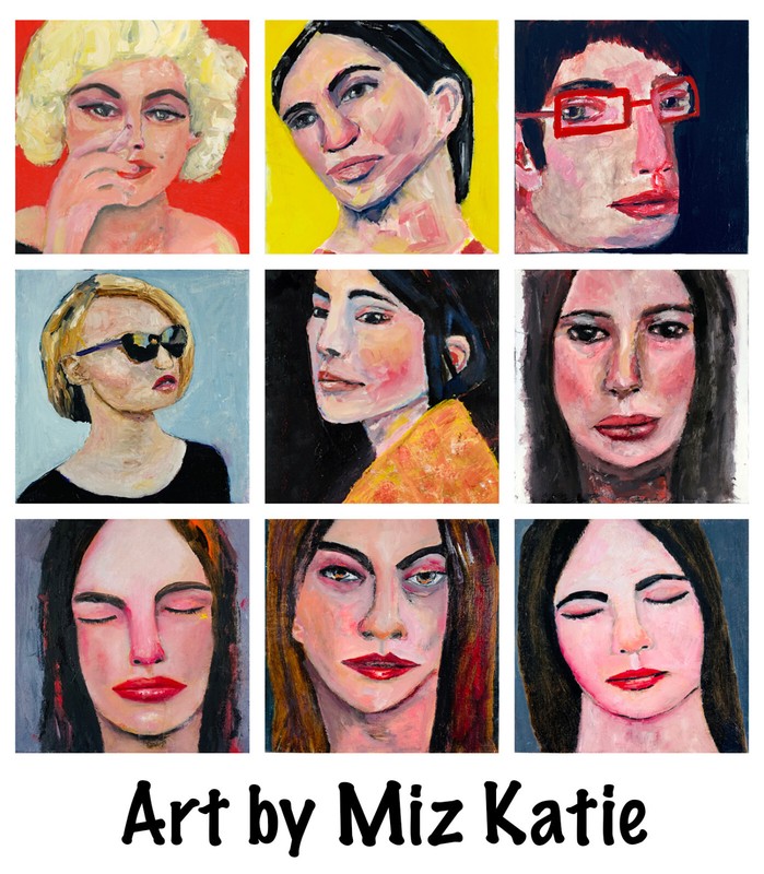Original Woman Gouache Portrait Painting Painterly Naive Wall Art Miz Katie gallery
