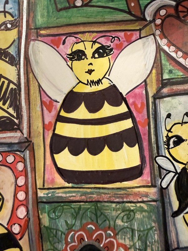 Cute Bee Gallery Wall Mini Portraits Original Painting Moody Virgo Mixed Media gallery