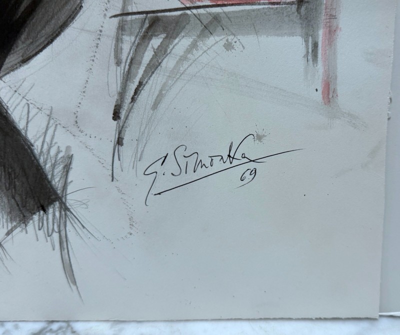 HUNGARIAN ARTIST GEORGES SIMONKA - SIGNED AND DATED WATERCOLOR PAINTING gallery