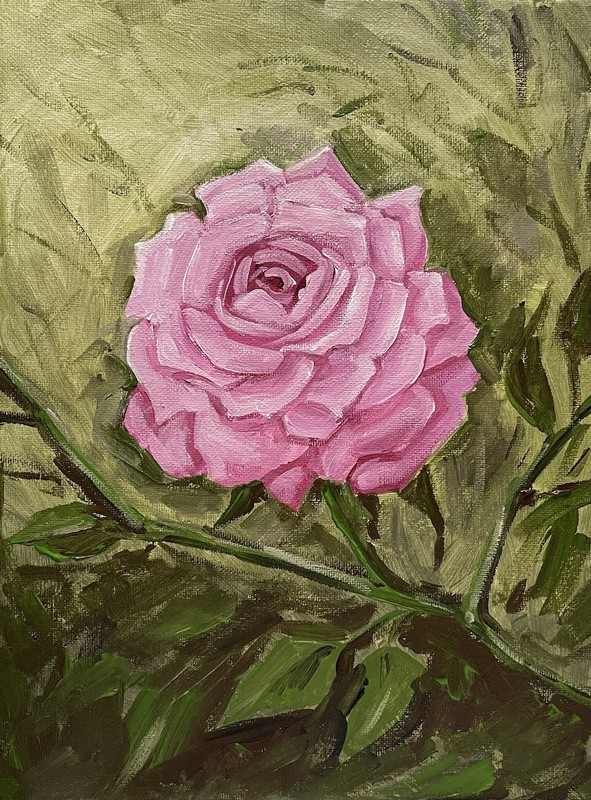 ACEO Print of painting Ryta Folk art pink Autumn Fall Rose Flower Garden Decor