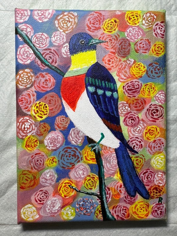 ART PICTURE CANVAS, BIRD, ACRYLIC 5×7 inch, NICE, BEAUTIFUL, HANDMADE.