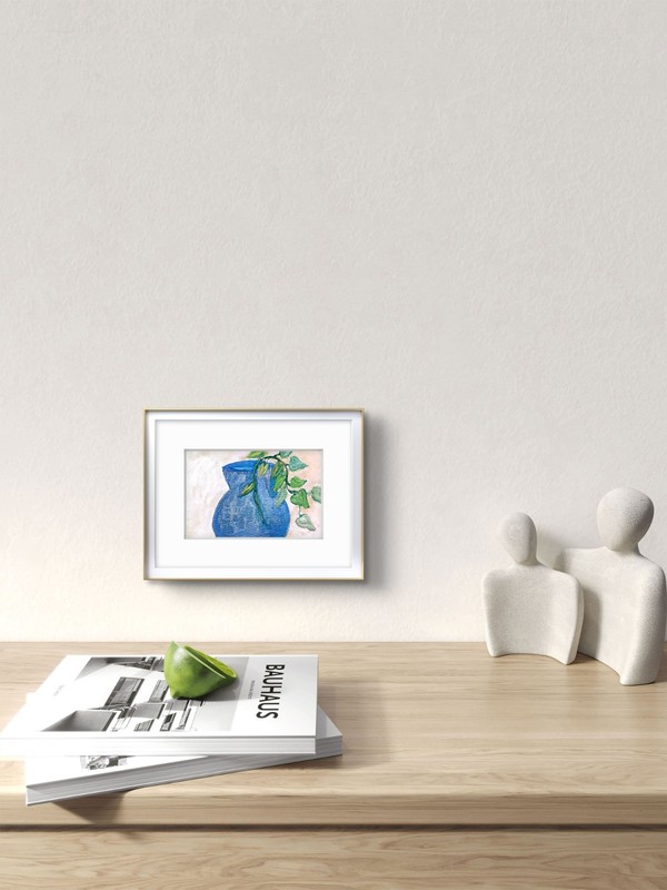 Houseplant In A Blue Pot Abstract Impressionist Original Painting 5x7 gallery
