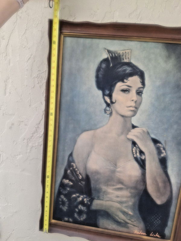 Vintage 1960’s Barbara Weber Carmen Son Jose 28 w” x 40 h” Wood Framed hang gallery