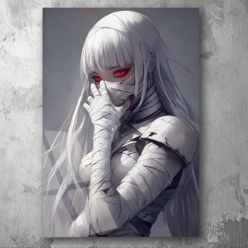 3D Painting Anime Warrior Girl Art UV Printed Acrylic Glass Stylish Wall Decor