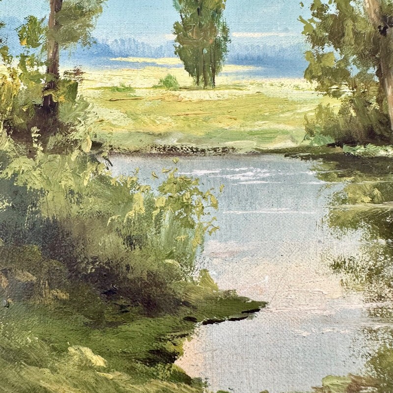 Herman Volz Landscape Oil Painting Original Framed On Canvas, Vintage gallery