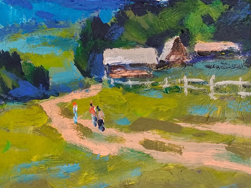 Oil painting Trail Ukrainian painter canvas Unframed original Decor landscape gallery
