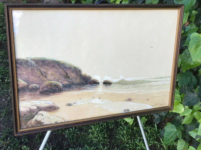 RAPHAEL SENSEMAN Original 1930s WATERCOLOR SEASCAPE MODERN IMPRESSIONIST WPA Era