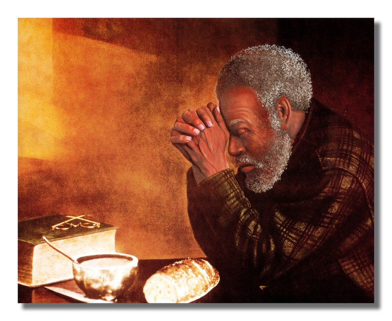 Grace, Daily Bread Black Man Praying Handmade Oil Painting repro