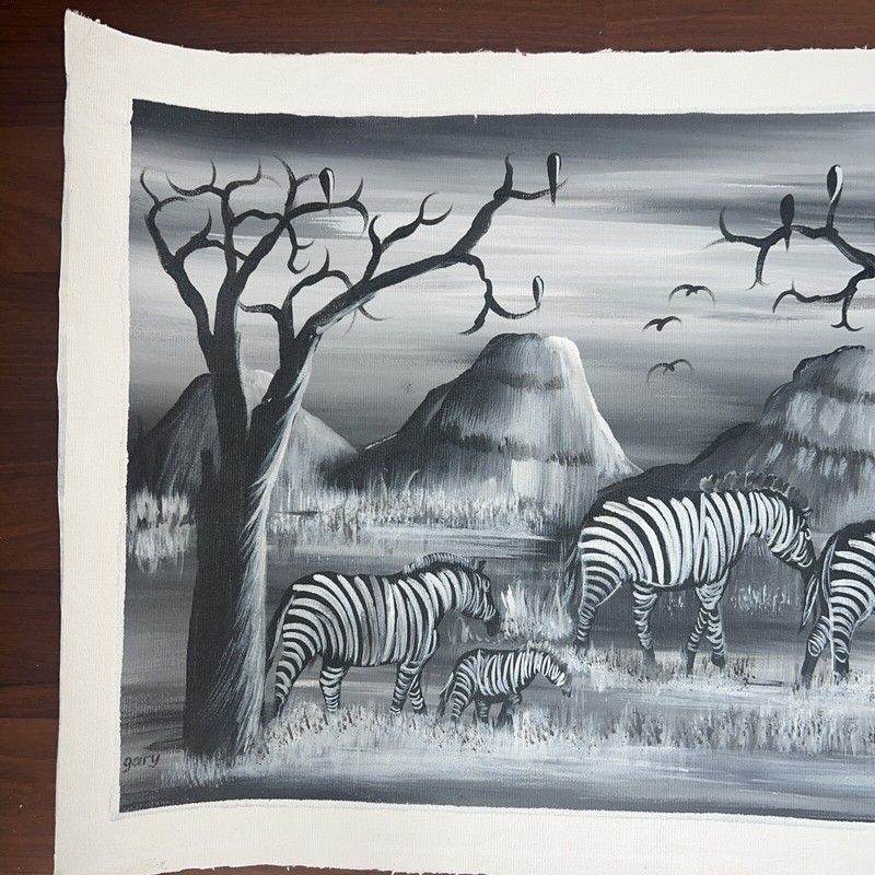 AUTHENTIC African Zebra Painting (NOT a Print) Original African Art UNFRAMED gallery
