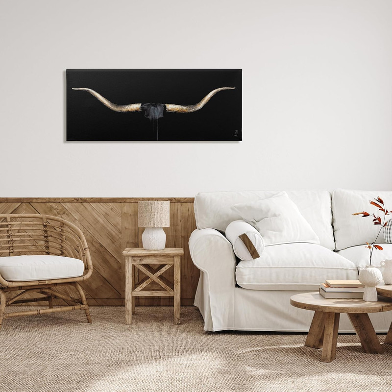 Bull Horns Canvas Art by Dina D'Argo, 48x20 Inches, Made in USA gallery