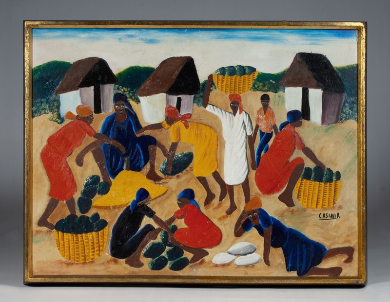 Haitian Folk Art Oil Painting by Laurent Casimir (1928-1990) Circa 1950’s