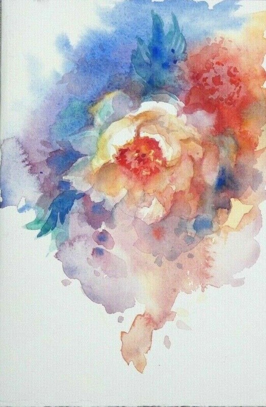 WATERCOLOR PAINTING AQUARELLE HAND PAINTED ROSES FLOWERS lifestyle by artist 2