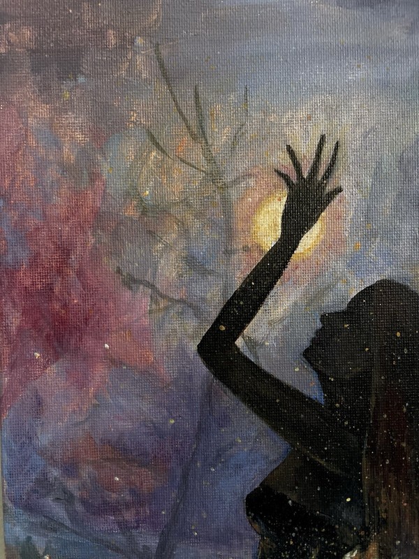 Walpurgis Night Painting , Acrylic On Canvas Panel 12”x9” , Art gallery