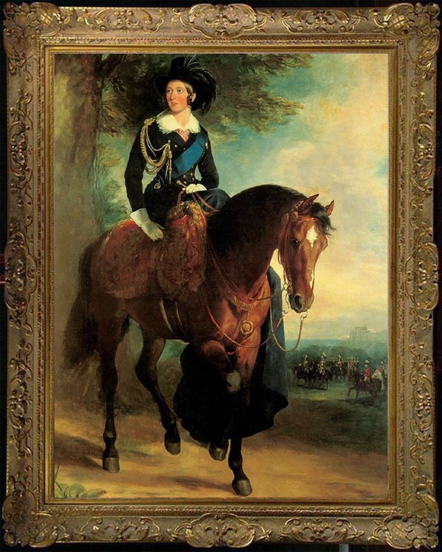 Hand Painted Women Equestrian Portrait Oil Painting Antique Style on Horseback