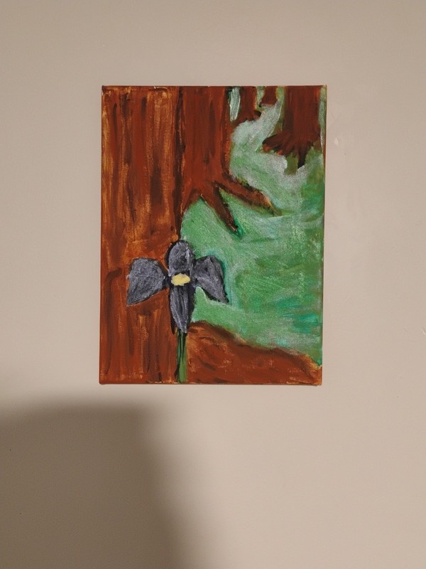 Purple Abstract Flower In Whimsical Forest