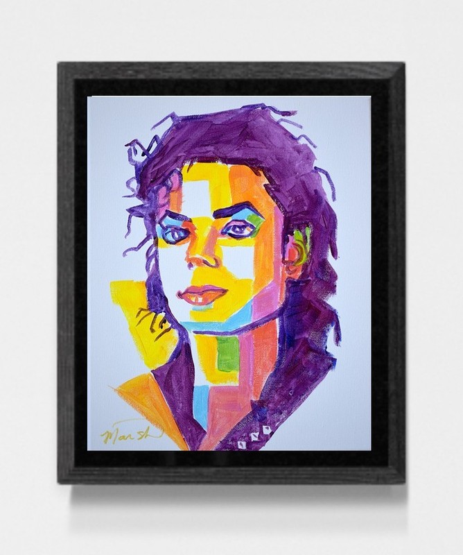 Original Expressionis Abstract Pop Michael Jackson 11×14 Acrylic Canvas Painting