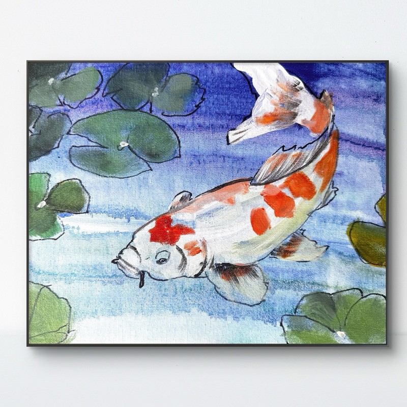 SAMATOWIC Original Abstract Koi Expressionism 8×10 Handmade Signed Fine Art 16