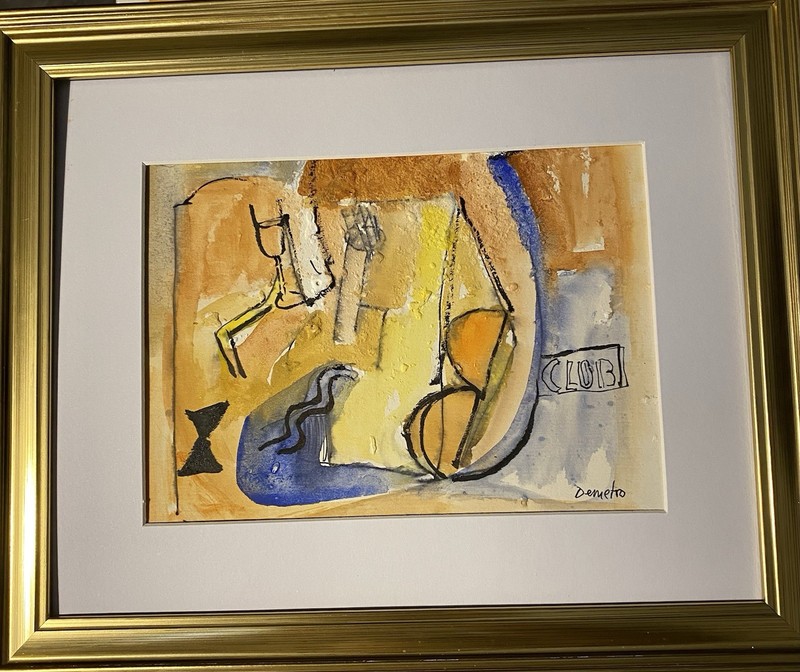 Abstract study “Club” Gouache 10”x 12” Framed Listed DC Artist Demetro