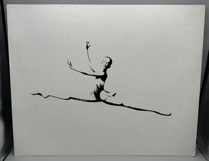 David Crawford Painting Of Ballerina Black White Vintage 17x14in” Signed