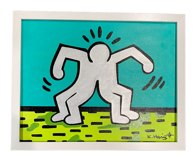 Keith Haring Graffiti Art Modern Abstract Painting Original Canvas 12×15