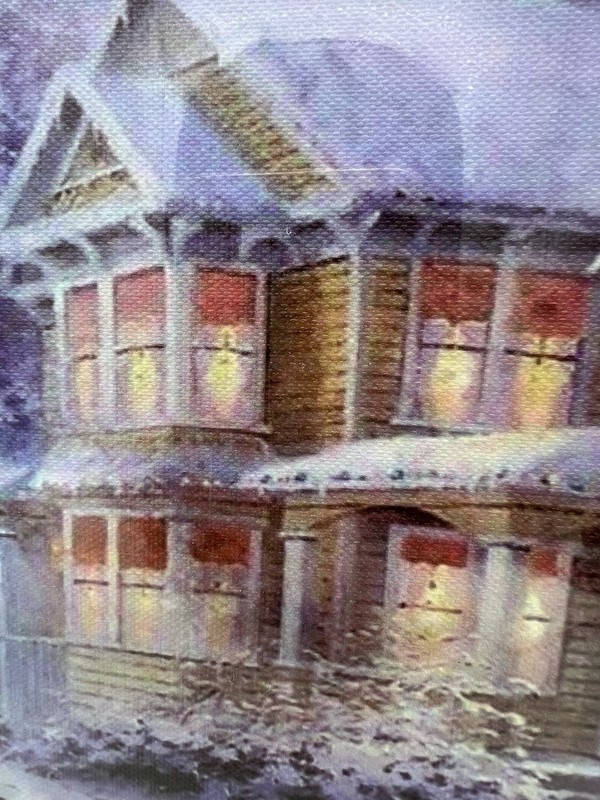 Gift craft ‘Light Up’ MDF LED Canvas Print Victoria Style House Winter Scene gallery