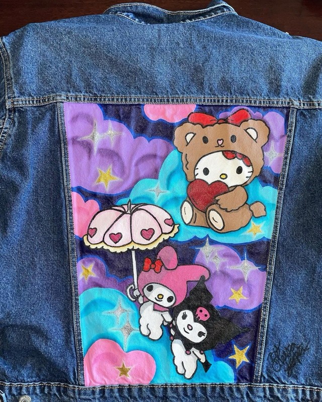 Hello Kitty & friend inspired hand painted jacket