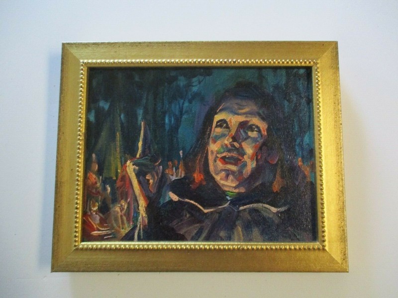 PAINTING VINTAGE ICONIC PORTRAIT ICON RELIGIOUS FATHER LOUIS HENNENIN BY PROUT