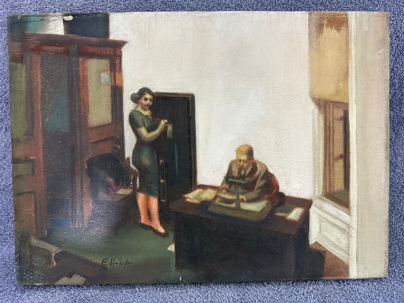 EDWARD HOPPER painting oil on canvas signed stamped vintage