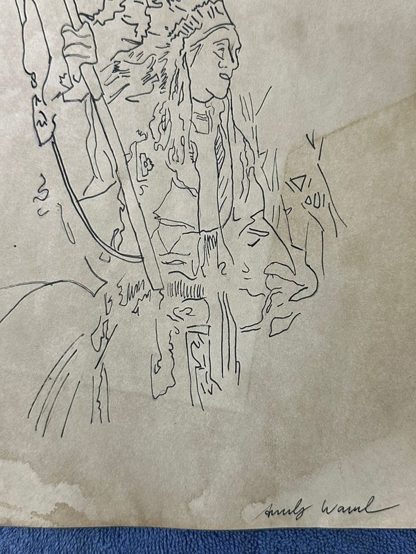 andy warhol drawing and painting on old paper signed stamped vintage gallery