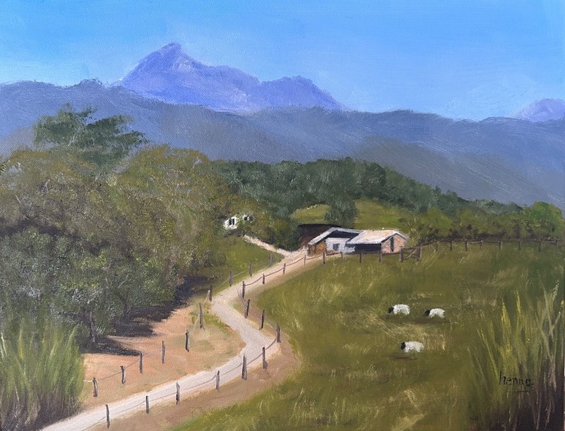 Farming on the hills in the countryside, Stretched canvas, 18″x14″