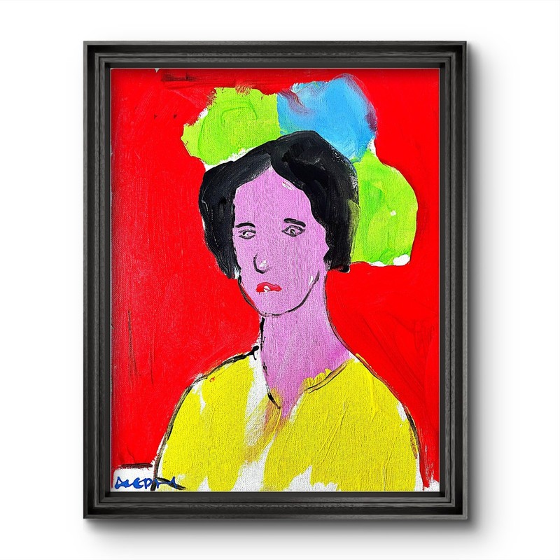 Original Woman with Flowers Painting Canvas Neo Expressionist Art Decor 11x14