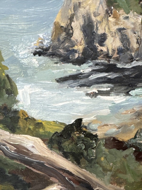 California Painting “Near Lands End” San Francisco Seascape Signed Illegible 07 gallery