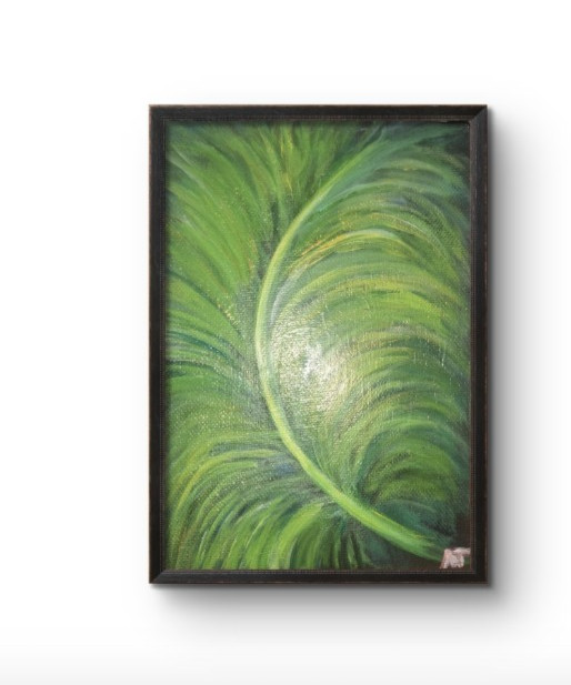 Fancy Greens and Gold 5×7 Canvas Acrylic Painting