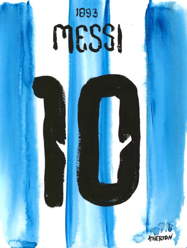 Atherton Original 9x12 Messi Number 10 Argentina Futbol Art Acrylic Painting gallery