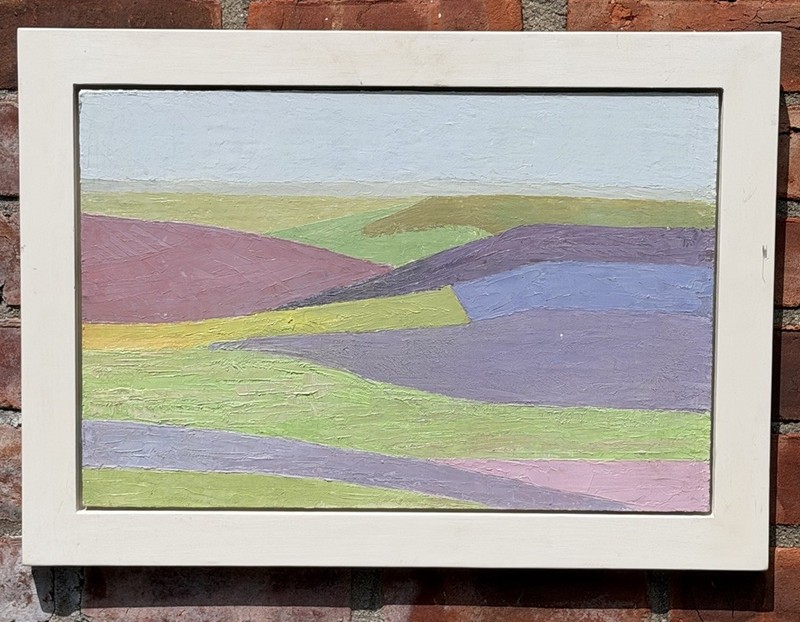 Etel Adnan Style Modernist Landscape Painting From 14 Million Ellistan Estate NJ