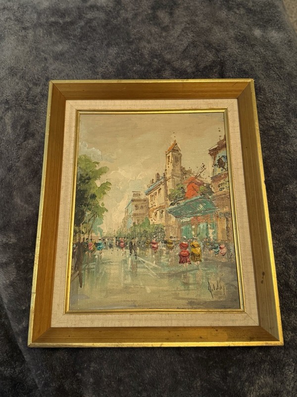 Antonio DeVity Mid Century ParisStreet Scene Original Oil Painting City of Paris