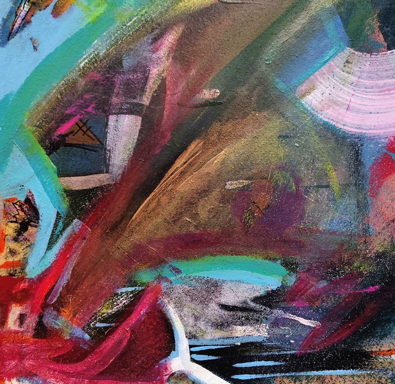 Original Painting On Lrg Board 4ft X 2ft Contemporary Abstract Sty Town 8 Oval gallery